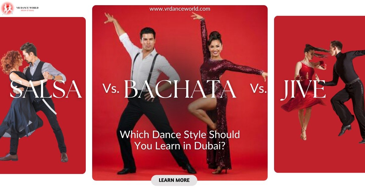 Couple practicing Salsa dance in Dubai at VR Dance World